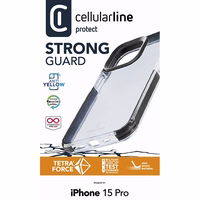 Cellularline Tetra Force Strong aizsargs - iPhone 15 Pro maciņš with MICROBAN Coating (caurspīdīgs)