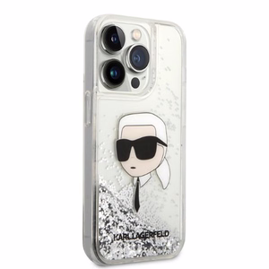 Karl Lagerfeld Glitter Karl's Head viedtālruņa apvalks iPhone 14 Pro Max - sudraba