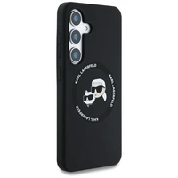 Karl Lagerfeld silikona viedtālruņa apvalks Double Heads un Circle MagSafe Samsung Galaxy S25 melns