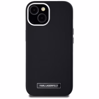 Karl Lagerfeld FW Metal Plate Magnētiskais iPhone 15 viedtālruņa apvalks - melns