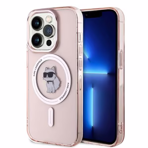 Karl Lagerfeld IML Choupette Magnētiskais viedtālruņa apvalks iPhone 14 Pro - rozā