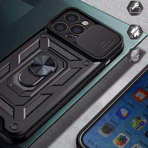 Чехол Hybrid Armor Camshield для Realme 10 Pro+ бронированный с защитой камеры чёрный