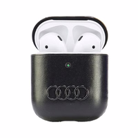 Audi ādas liela logotipa apvalks AirPods 1 / 2 - melna