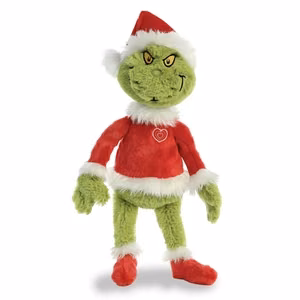 Grinch videi draudzīga plīša rotaļlieta Ziemassvētku vecīša tērpā, 43 cm