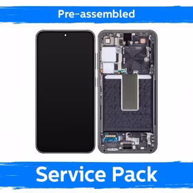 LCD displejs saderīgs ar Samsung S911 S23 ar rāmi / Cream / (Iepriekš samontēts Service Pack)