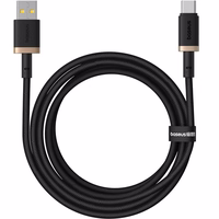 Baseus Dura USB Type A to Type C 60 W fast charging cable 2 m melns, zelta