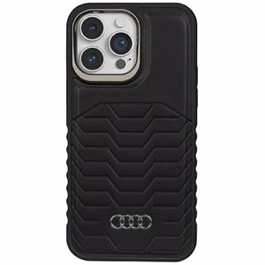 Audi Sintētiskās ādas viedtālruņa apvalks ar Magnētisko iPhone 15 Pro Max - melns