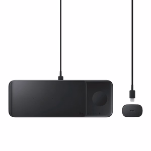 Samsung Trio EP-P6300TBEGEU 3in1 indukcijas lādētājs tālrunim / Galaxy Watch / Buds – melns + tīkla lādētājs + kabelis