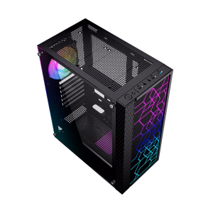 Gembird Fornax 2500 ARGB Gaming ATX Midi Tower ar apgaismojumu melns datora korpuss