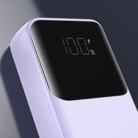 Joyroom JR-PBC06 mini portatīvais lādētājs ar iebūvētiem USB-C / Lightning kabeļiem 30W 10000mAh - violeta