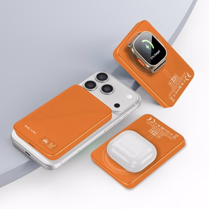 Blavec portatīvais lādētājs 10000mAh BJ-04 Slim 13,5mm - Type C - 22,5W magnētisks Magsafe 3 in 1 (PBBJ04-MC10O) oranžs stikls