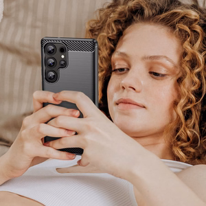 Samsung Galaxy S25 Ultra - oglekļa šķiedras vāciņš – melns