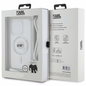Karl Lagerfeld Crossbody IML Karl Head Magnētiskais viedtālruņa apvalks iPhone 15 Pro Max - caurspīdīgs