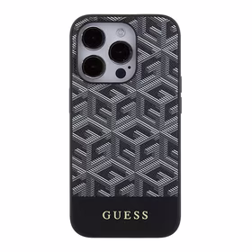 Guess GCube Stripes Magnētiskais viedtālruņa apvalks iPhone 15 Pro Max - melns