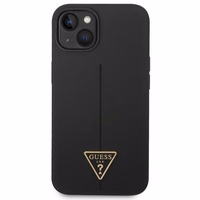 Guess GUHCP14SSLTGK iPhone 14 6.1" melns silikona apvalks viedtālrunim ar trikampu dizainu