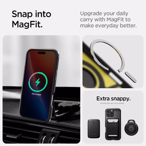 Spigen Tough Armor Magnētiskais viedtālruņa apvalks ar statīvu iPhone 16 Pro - melns