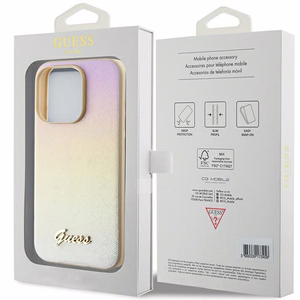 Guess GUHCP15XPSAIRSD iPhone 15 Pro Max 6.7" ciets apvalks Saffiano Iridescent Script - zelts