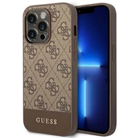 Guess GUHCP14XG4GLBR iPhone 14 Pro Max 6.7" brūns/brūns cietais apvalks 4G Stripe kolekcija