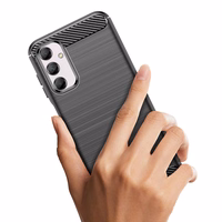 Elastīgais oglekļa raksta vāciņš Samsung Galaxy M14 viedtālrunim Carbon Case - melns