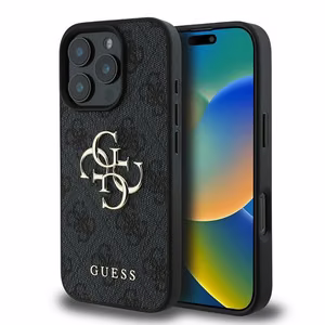 Guess 4G Liels logotipa apvalks viedtālrunim iPhone 16 Pro - melns