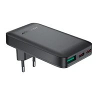 Acefast A100 65W GaN 2 USB-C + USB-A īpaši plāns lādētājs - melns