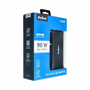 Universāls lādētājs REBEL portatīvajam datoram 90W/18-20V melns