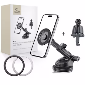 Tech-Protect N58 Magnetic MagSafe turētājs automašīnas kabīnai, vējstiklam vai ventilācijas atveres stiprinājumam - melns