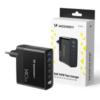 GaN Wozinsky CGWCB 140W sienas lādētājs 3 x USB-C / 2 x USB-A - melns