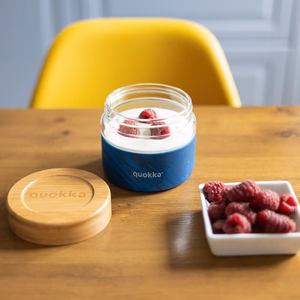 Quokka Deli Food Jar 500 ml borosilikāta stikla pārtikas trauks, koka tekstūras raksts