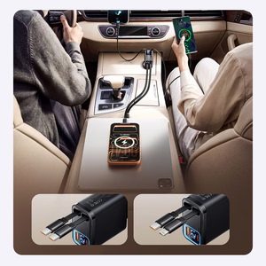 Orico Twin Reach 45W USB-A + USB-C auto lādētājs ar diviem izvelkamiem USB-C kabeļiem - melns
