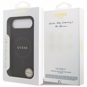 Guess Saffiano Classic Logo Magnētiskais viedtālruņa apvalks iPhone Air - melns