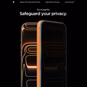 Spigen Glas.tR EZ Fit privātuma rūdīto aizsargstiklu komplekts iPhone 16 Pro Max / 17 Pro Max – 2 gab.