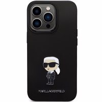 Karl Lagerfeld KLHCP14XSMHKNPK viedtālruņa apvalks iPhone 14 Pro Max 6.7" - melns silikona Ikonik metāla piespraude