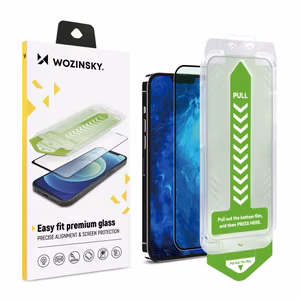 9H temperētais stikls ar montāžas rāmi paredzēts iPhone 15 Plus Wozinsky Premium stikls - melns