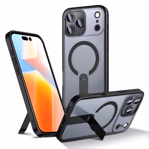Hybrid Armor X viedtālruņa apvalks iPhone 17 Pro Max ar statīvu, saderīgs ar MagSafe - melns