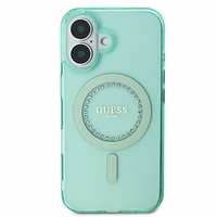 Guess IML Rhinestones Magnētiskais viedtālruņa apvalks iPhone 16 Plus - zaļš