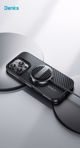 Benks Montage magnētiskais Armor Pro Kevlar apvalks ar metāla rāmi 600D+1500D (MF65) iPhone 16 Pro melns (ar kameras vadības pogu)