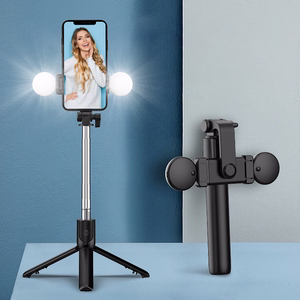 Selfiju nūja WR1YXS teleskopisks statīvs 0.71m ar apaļu lampu - melna