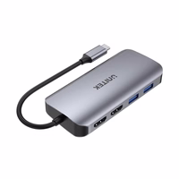 UNITEK aktīvs sadalītājs USB-C 2X HDMI 4K, RJ45, PD 100W