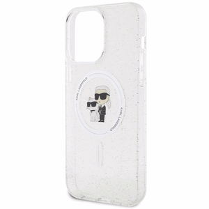 Karl Lagerfeld KLHMP14XHGKCNOT Karl & Choupette Glitter vāciņš ierīcei iPhone 14 Pro Max 6.7", ar MagSafe, caurspīdīgs