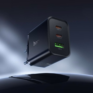 tālruņa lādētājs Hoco 2x USB C + USB A QC3.0 PD 3A 65W N75 melns