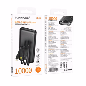 Borofone Portatīvais lādētājs BJ79 Clever - USB - ar Type C un Lightning kabeliem melns