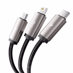 Tech-Protect UltraBoost 3in1 USB-A - Lightning / USB-C / micro USB 3.5A kabelis 1 m - pelēks