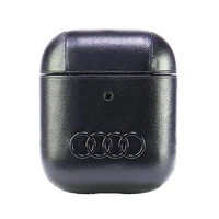 Audi ādas liela logotipa apvalks AirPods 1 / 2 - melna
