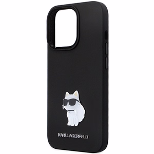 Karl Lagerfeld KLHCP14XSMHCNPK viedtālruņa apvalks iPhone 14 Pro Max 6.7" - melns silikona C metāla piespraude