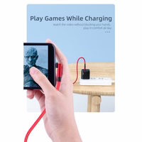 USB Kabelis Essager "Universal" (180' corner) Sarkans "Type-C" 100cm (up to 3A)