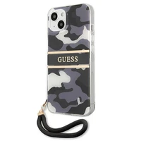 Guess GUHCP13MKCABBK iPhone 13 6.1" melns/melns cietais apvalks Camo Strap Collection