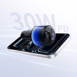 Melns automašīnas Bluetooth raidītājs Hoco E166 ar 2 x USB-A, USB-C, QC 3.0 un PD 42 W