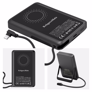 Kruger&Matz ārējais akumulators, 10000 mAh, Li-Polymer, QC un PD, CCC sertifikāts Āzijas valstīm