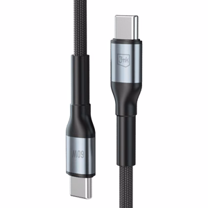 3mk Hyper Cable N-SERIES USB-C / USB-C kabelis 50cm PD 3.0 QC 3.0 20V/3A 60W melns